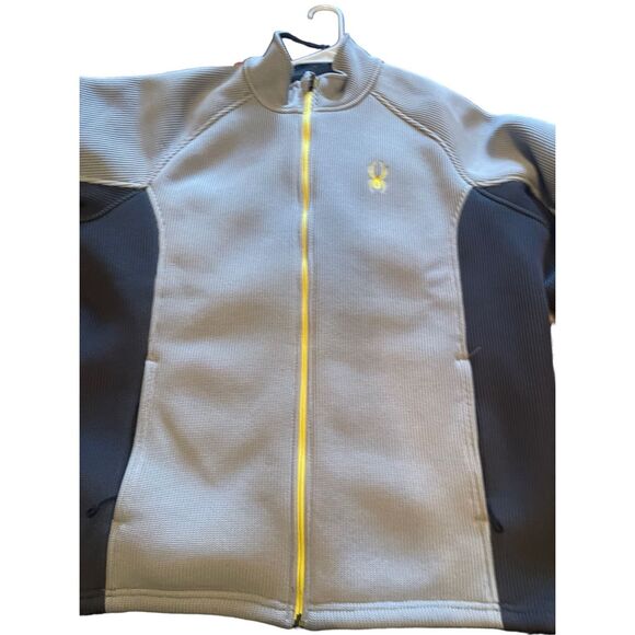 Spyder Mens Gray Black Foremost Full Zip Heavyweight Core Knit Jacket Size XL - Picture 6 of 14